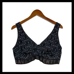 NWT Savage X Fenty Bralette 3X Black Grey Logo Band Wireless Plus Size Lingerie